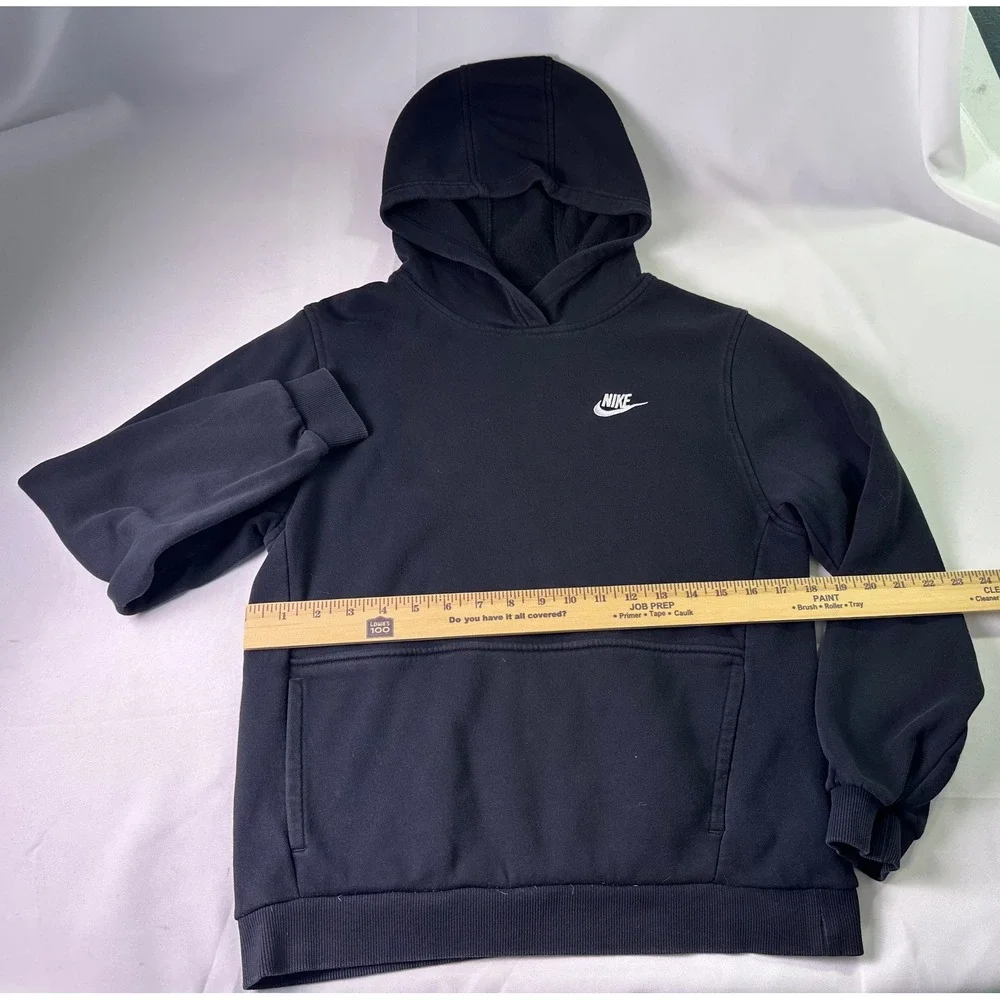 Nike Sportswear Club Fleece Hoodie Mens‎ XL Black Pullover White Swoosh Athletic